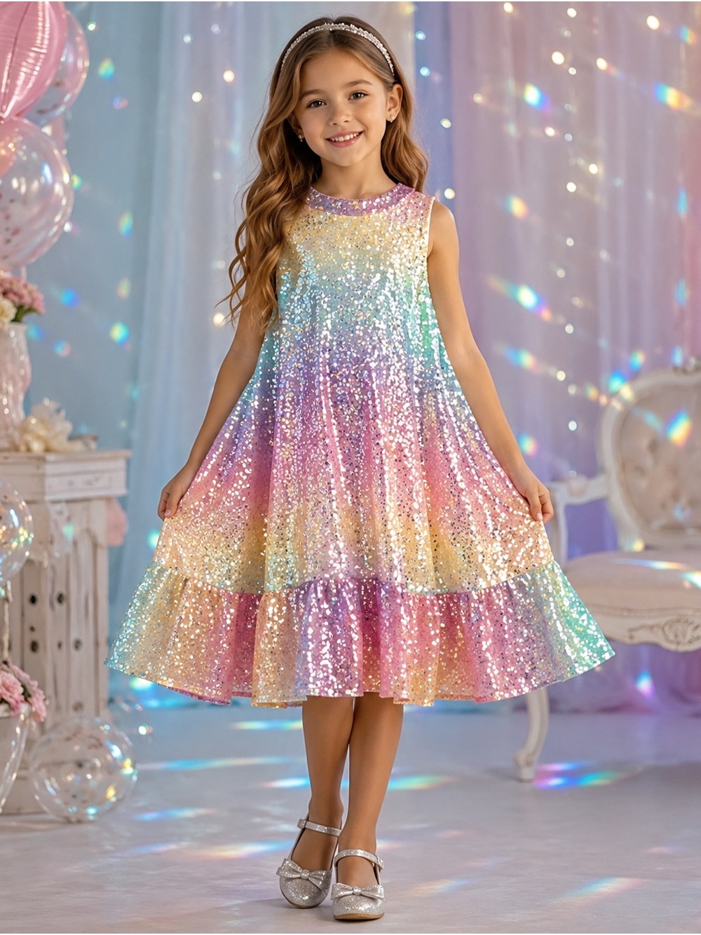 Grace Karin White Girls Party Dress